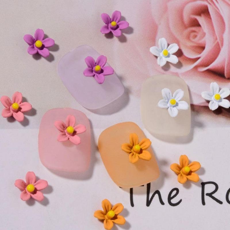 5 Sets of Nail Metal Small Flower Nails Frosted Hyuna Three-dimensional Color Flower Nail Art Accessories
