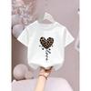 European Sizes 'Love Leopard' Letter/Cartoon Print, Girls' Clothing Short Sleeve T-Shirt And Suitable for Spring/Summer Season Wear Breathable