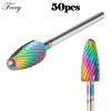 50pcs Tungsten Carbide Nail Drill Bit Milling Cutter Manicure Machine Equipment Cuticle Clean Burr Pedicure Accessories Tools