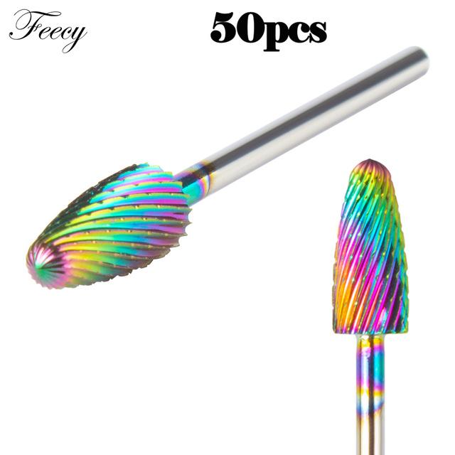 50pcs Tungsten Carbide Nail Drill Bit Milling Cutter Manicure Machine Equipment Cuticle Clean Burr Pedicure Accessories Tools