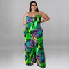 MY912 Plus Size Womens Sleeveless Printed Jumpsuit With Belt Soft Milk Silk Fabric 2025 Collection Straight Leg Sweet Gentle Style Casual Wear