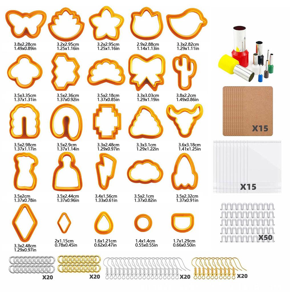 24/142/193 Pcs Polymer Clay Cutters Set Plastic Clay Earring Cutter Stainless DIY Jewelry Mold Earring Making Accessories