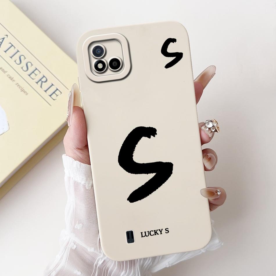For Realme C11 (2021) Lucky Initial Letter Phone Case For Realme C11 2021 2020 RMX3231 RMX2185 Soft Silicone Shockproof Cases
