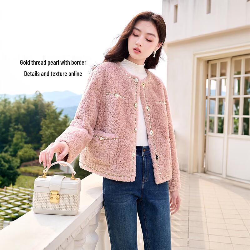 Xiangying Women's Short Faux Lamb Wool Jacket