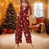 Tuta da donna casual con stampa natalizia, vestibilità ampia, stile retrò, con bretelle