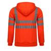 Fleece-lined Outdoor Sanitation Workwear Men's High Visibility Reflective Strip Zipper Hooded Sweatshirts