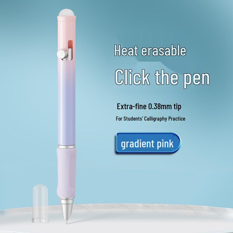 Blue Erasable Fountain Pen for Students with Refillable Heat-Erase Ink and Eraser, Ideal for Writing Practice