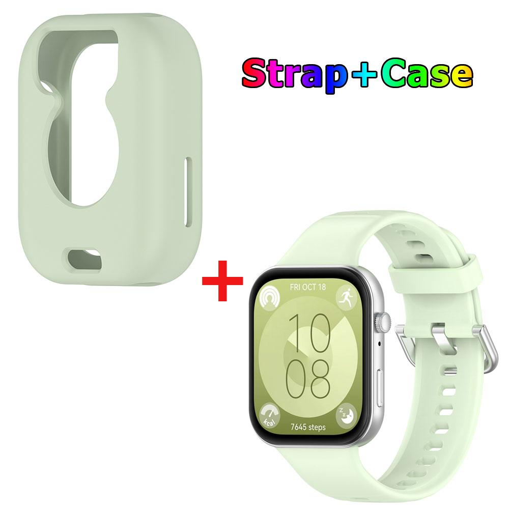 Silicone Watch Strap + Protective Case For Huawei Watch Fit 3 Watchband Bracelet Band Correa Screen Protector Cover Shell