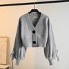 Autumn and winter new knitted cardigan sweater women's thick needle knitted pit strip loose short small top jacket women
