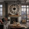 Large Black Metal Wall Clock 80cm
