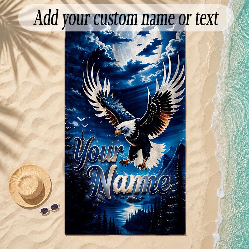 Birds Theme Soft Beach Towel Personalized Custom Name Text Towel Portable for Beach Pool Travel