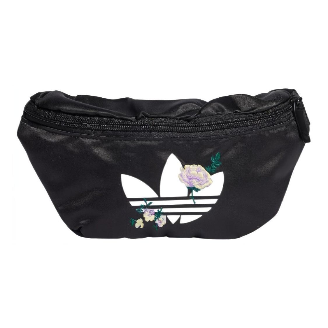 Adidas Originals Recycled Material Satin Panel Crossbody One Shoulder Fanny Pack Regular Womens Black One Size