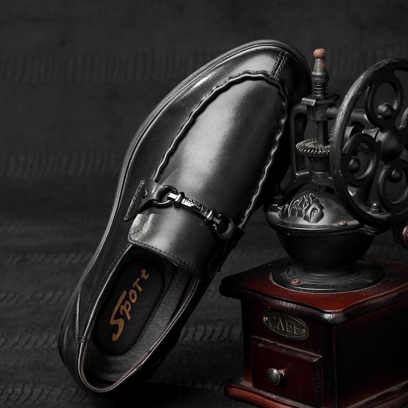 Fashion High Quality Brand Men's Genuine Leather Shoes Office Business Dress Shoes Men's Casual Shoes Thick Soles Elevated Shoes