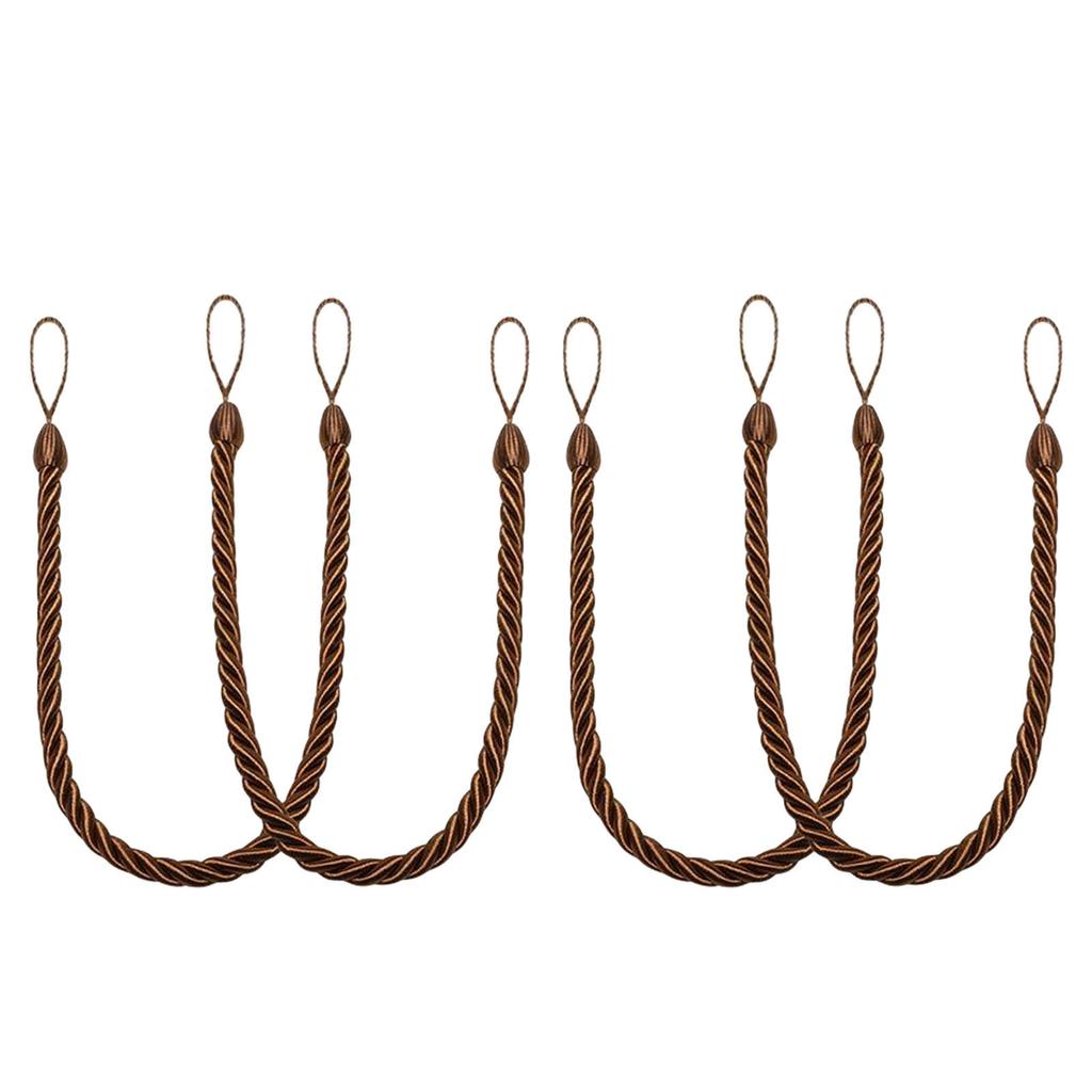 4-pack Bomullsrep Gardiner Knytbands Eleganta Bohos Dekorativa Draperi Knytbands Hållare för Hemmet