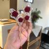 Red Rose Bun Hair Clip Headwear Female Head High-grade Feeling Half A Shark Clip Delicate Butterfly Hair Clip