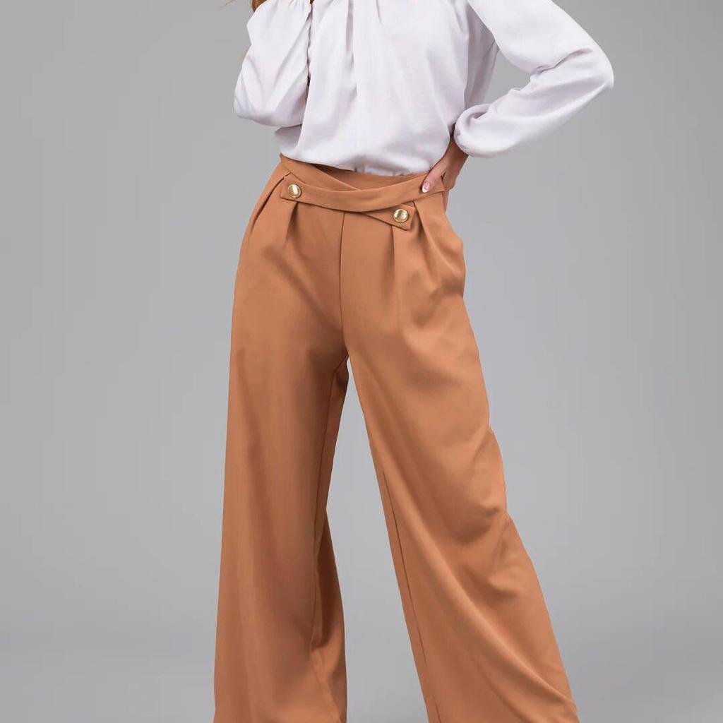 2024 Spring/Summer Women's Casual Wide-Leg Pants with Zipper Pocket