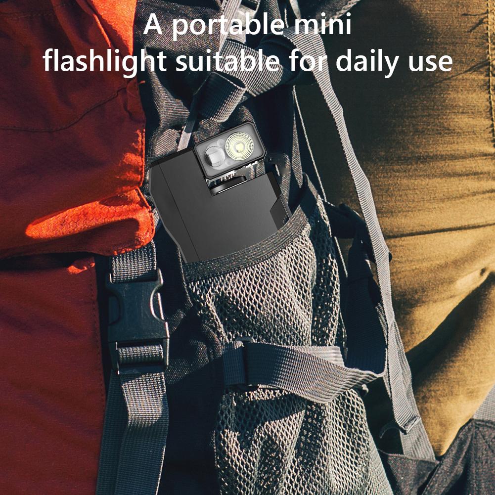 Magnetic LED Flashlight Pocket Flashlight Rechargeable Magnetic Keychain Work Light 180° Rotating Waterproof Outdoor Emergency