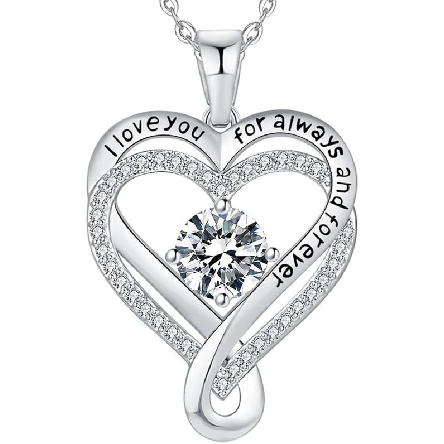 Schmuck für Frauen Ehefrau Unendlichkeit Herz Geburtsstein Ich Liebe Dich Halskette S925 Jubiläum Frauen Halsketten Geschenk für Freundin Mutter Tochter Sterling