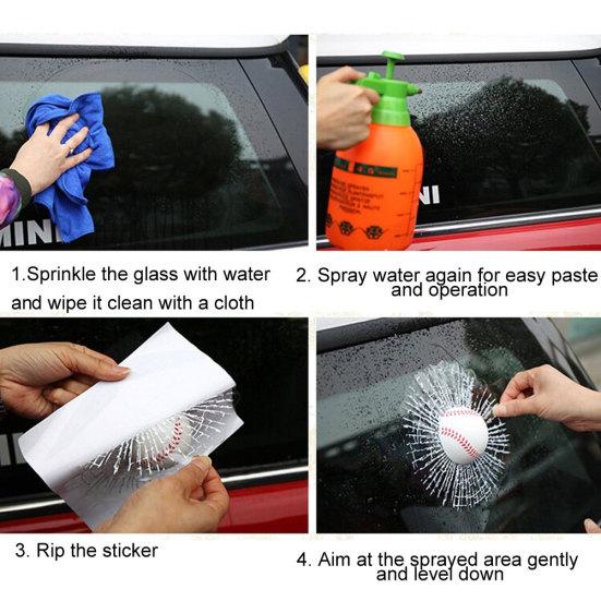 Creative 3D Tennis Ball Hit Window Crack Car-Styling Vehicle Sticker Decor