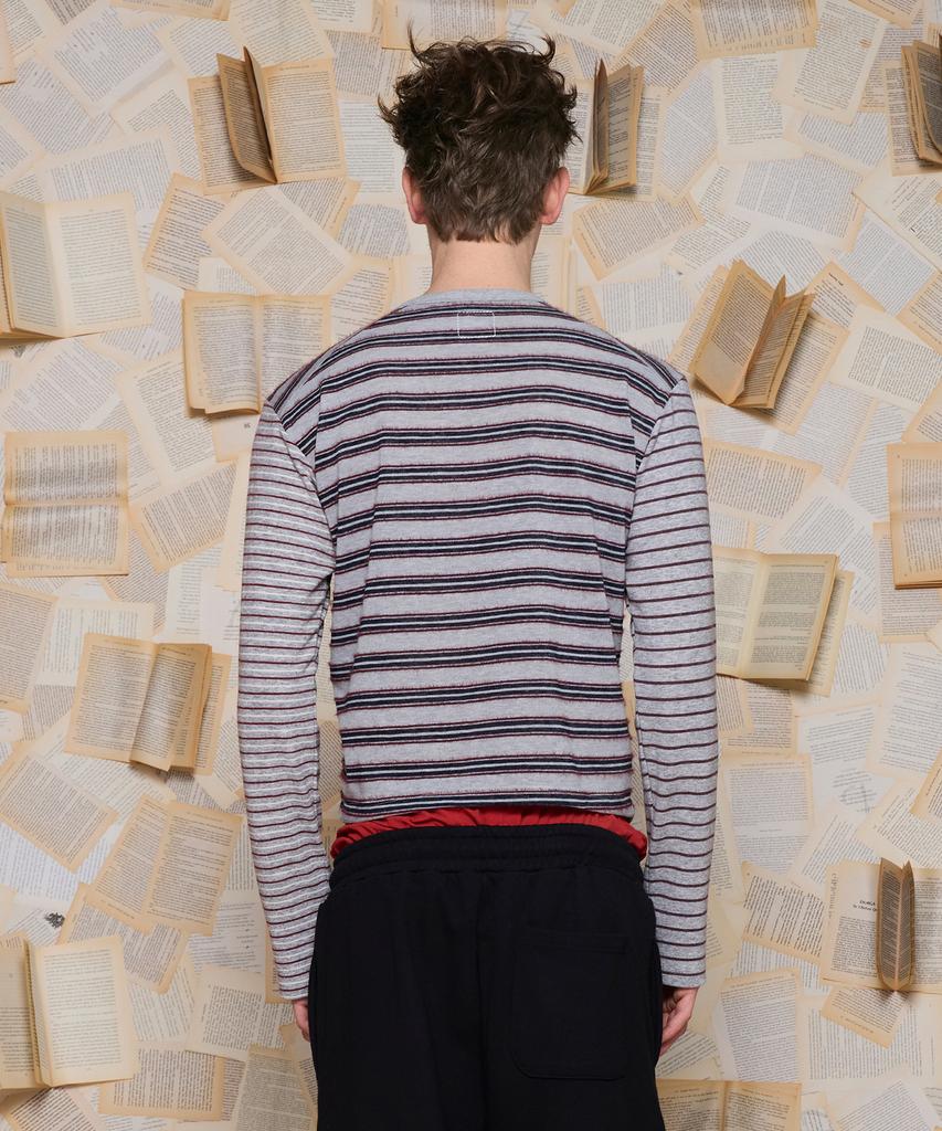 UNALLOYED Mixed Stripe Zip-Up Knit / Gray