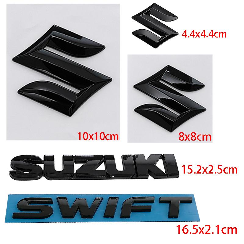 2/3/4/5pcs ABS Glossy Black Replaced Car Logo Front Rear Badge Sticker for SUZUKI Swift Steering Wheel Center Emblem Trunk Decal
