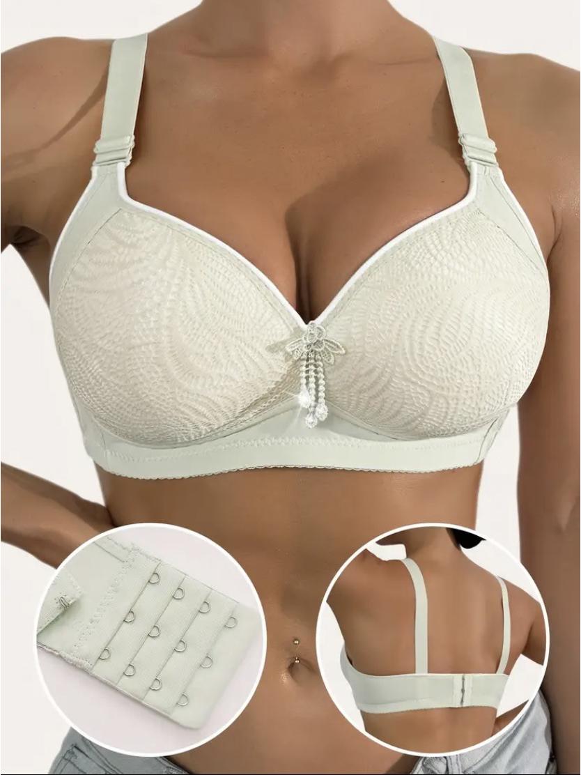 

Кружевной поддерживающий бюстгальтер большого размера: Беспроводной, Против провисания, со стильным дизайном спинки S