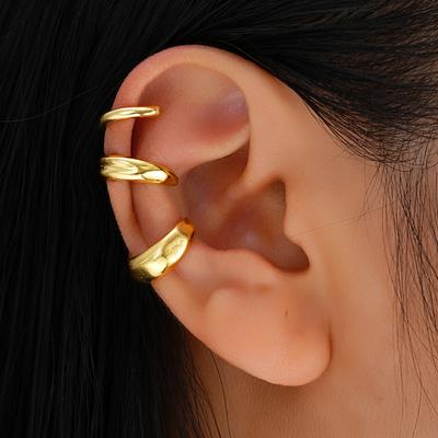 Exaggerated Wide Clip-On Earrings Set For Women Simple Gold Color Copper Metal Earring Daily Wear Vacation Jewelry Gift