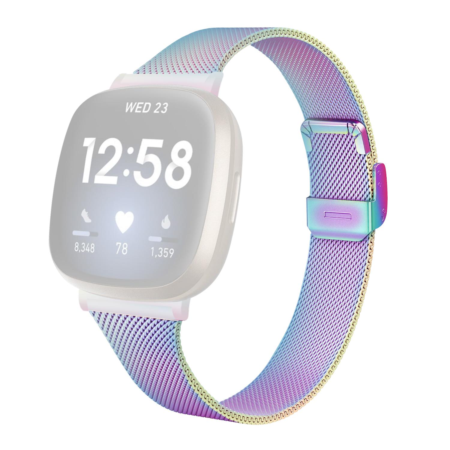 

For Fitbit Versa 4/Sense 2 Watch Strap Stainless Steel Milanese Smart Band Watch Strap Replacement Multi-Color