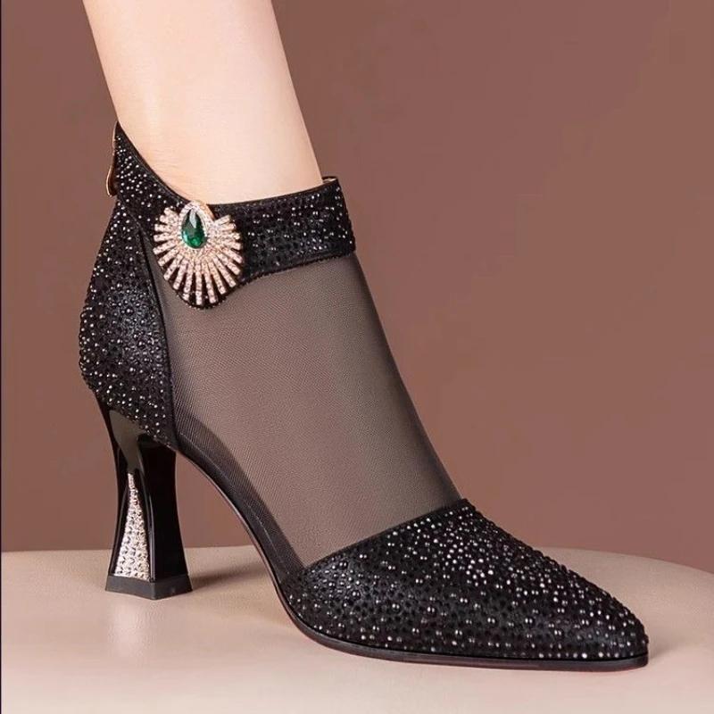 

Модные женские босоножки на высоком каблуке, модные сексуальные с острым носком, на высоком каблуке, дизайнерские женские сандалии, элегантная банкетная обувь для вечеринок для женщин 35 чёрный