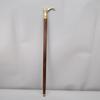 93 Cm Walking Stick, Wooden Cane, Cat Shaped Handle, Gold and Brown, Brass and Wood