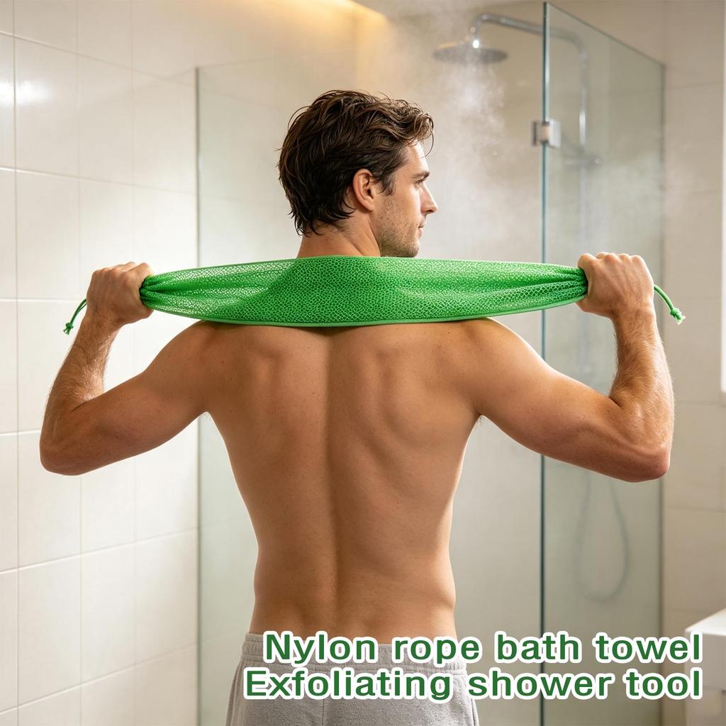 Stretchy Nylon Exfoliating Body Scrub Towel for Shower And, with Zipper Pouch