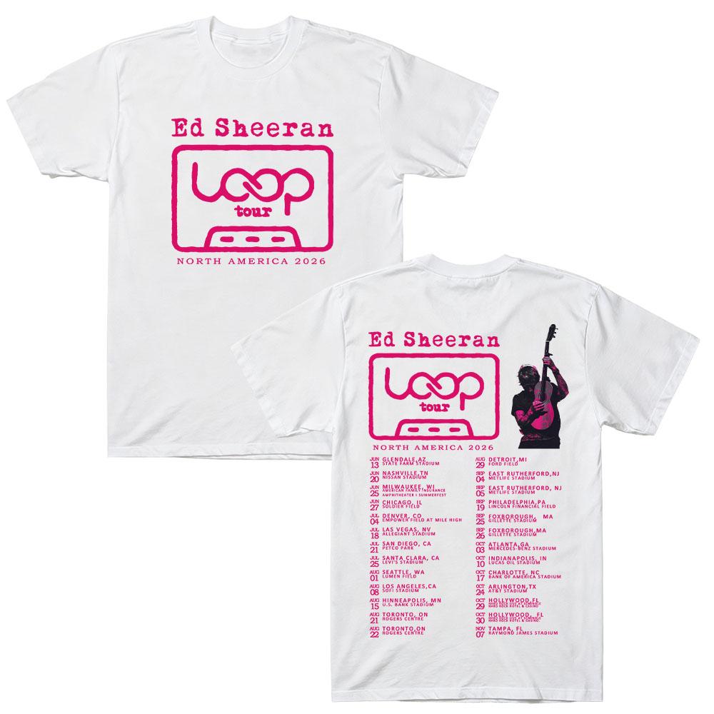 Ed Sheeran 2026 Nord America Tour Magliette 2026 Loop Concerto Nuova Data Stampa Grafica Maglietta Cotone Alta Qualità Magliette Unisex