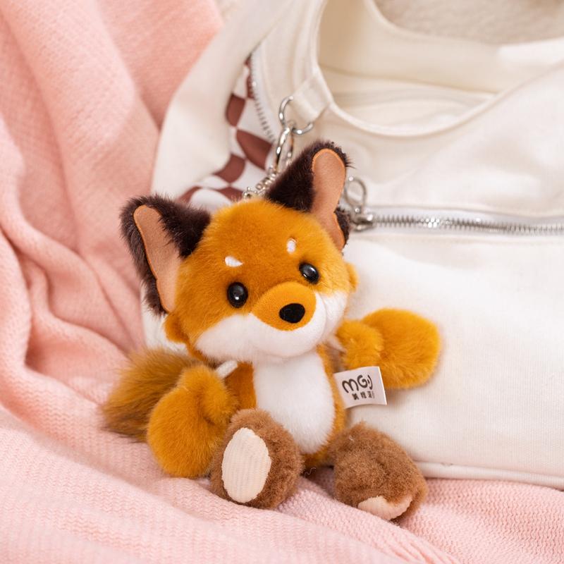 Joli Animal Peluche Pendentif Jouet Dessin Animé Ornements Renard Loup Chien Écureuil Poupée Sac Décor Pour Filles Anniversaire Noël Cadeaux orange