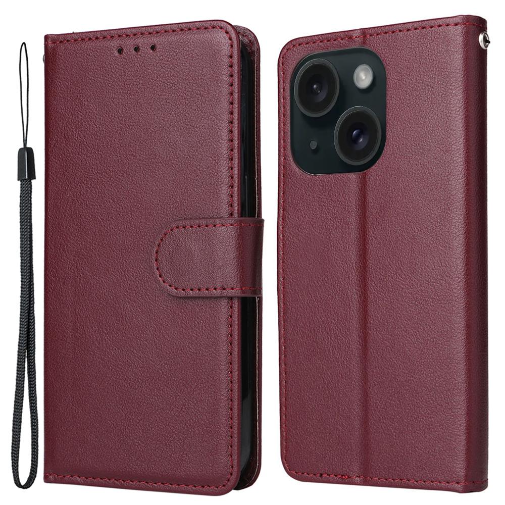 For iPhone 15 Magnetic Closure Flip PU Leather Phone Stand Cover Wallet Cell Phone Case