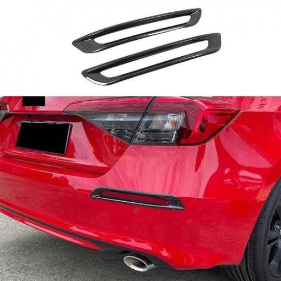 Carbon Fiber Rear Fog Light Lamp Frame Trim For Honda 11th Civic 2pcs -