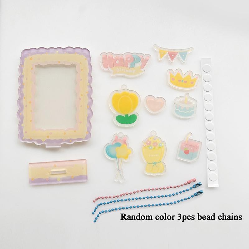 INS Acrylic Photocard Frame Cartoon Card Display Stand Photo Holder Photo Protection Card Sleeve Desktop Decor School Stationery
