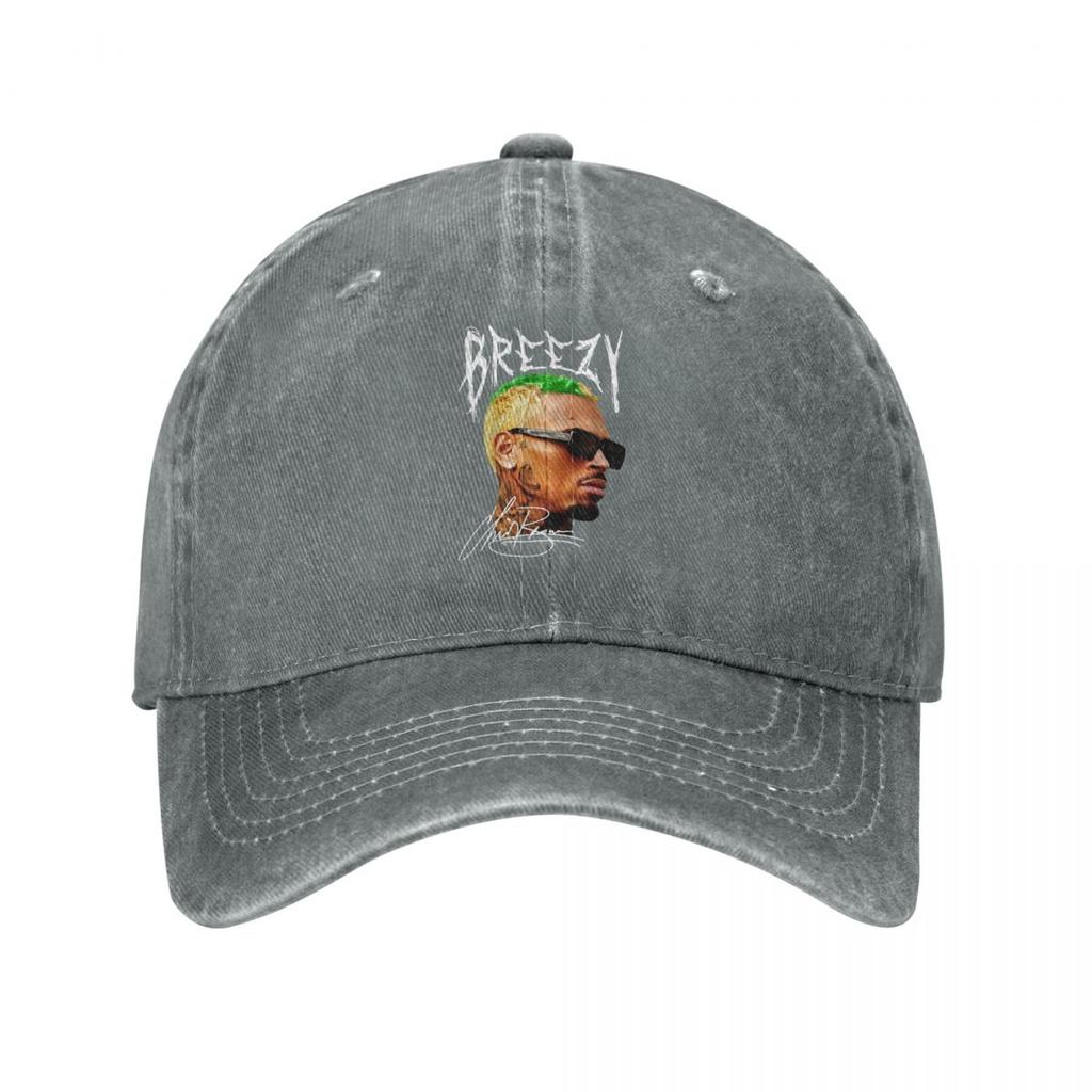 Casual Rapper Chris Brown Big Face Baseball Caps Men Women Distressed Cotton Sun Cap Outdoor Workouts Adjustable Fit Caps Hat