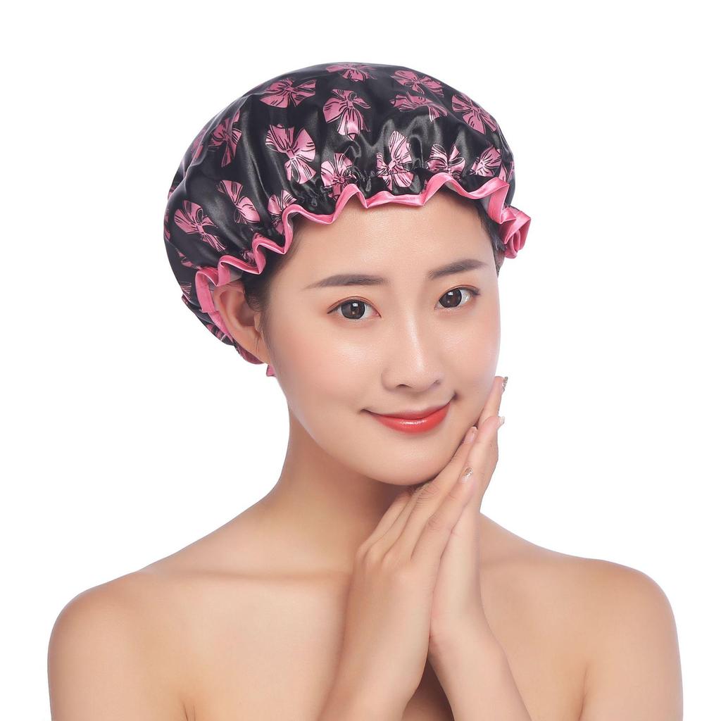 Double-Layer Waterproof Adult Bath & Hair Cap - Makeup, Kitchen, Anti-Oil, Thickened; Customizable Logo