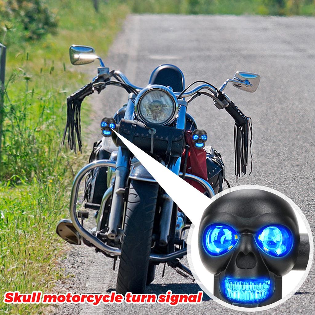 12V Skulls Motorcycle Turn Signal LED Modified Headlights Motorcycle Auxiliary Lights Maintenance Lights