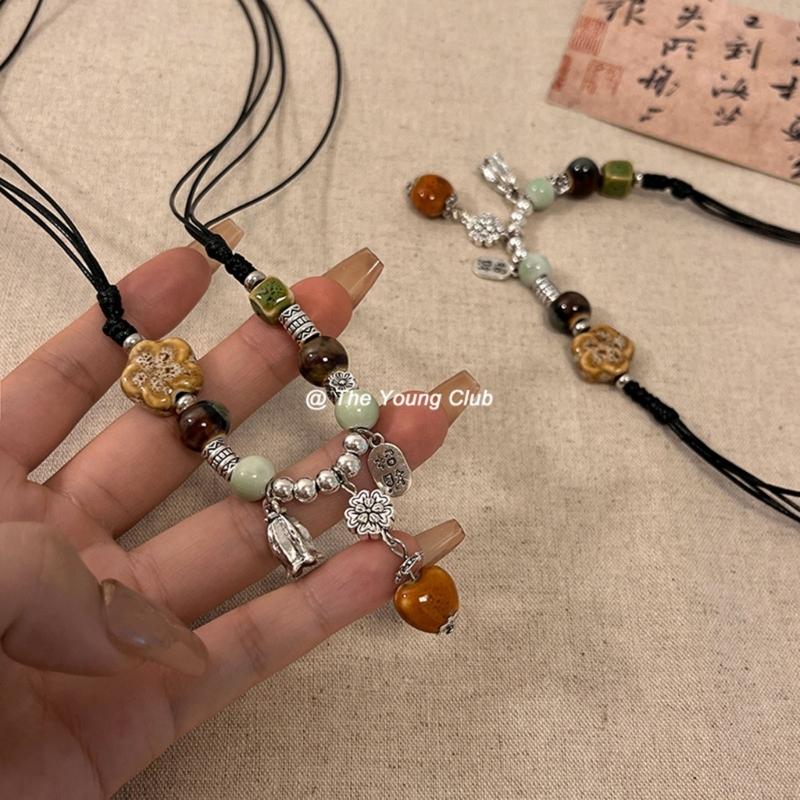 Keramikperle Wassertropfen Anhänger Choker Verstellbare Größe Böhmisches Halsband Damen