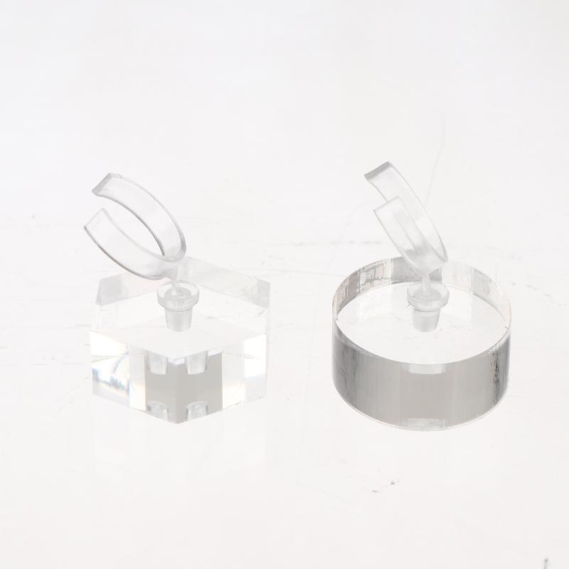 Clear Geometric Acrylic Ring Display Stand Jewelry Holder 2 Grid Box for Wedding Ceremony Earring Retail Showcase