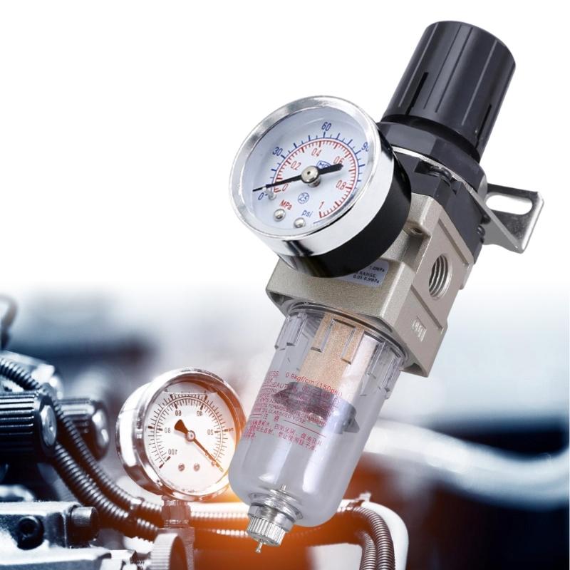 High Efficiency Air Filter & Pressure Regulator Combo 1/4 BSPT Aluminum Pneumatic Air Tool for Industrial Application