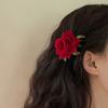 Women Hairpin French Style Artificial Rose Flower Decor Hair Clip Anti-slip Teeth Side Bang Hair Pin Holiday Leisure Hair Accessory