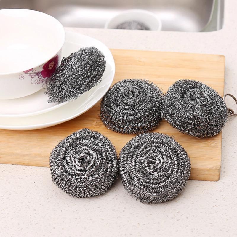 6/18pcs Stainless Steel Scrubber Scouring Pads Cleaning Ball Steel Wool Scrubber for Kitchen Pot Pan Dish Bathroom Cleaning