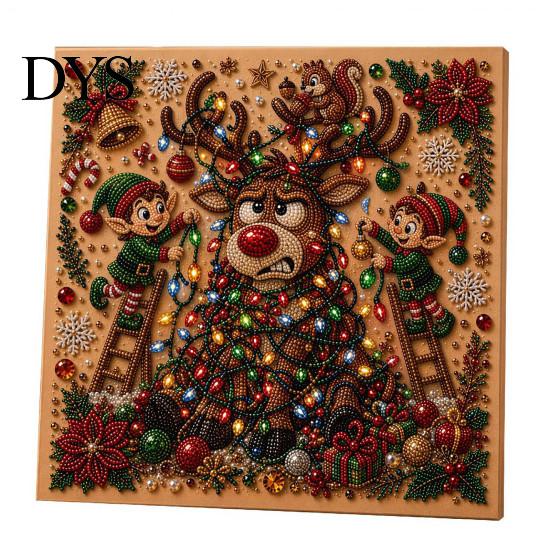 Creative Stocking Stuffers for Adults Christmas Faux Pearl Art Kit, DIY Rhinestone Painting 8" x 8", Cartoon Relaxing Hobby Stress Relief Snowman