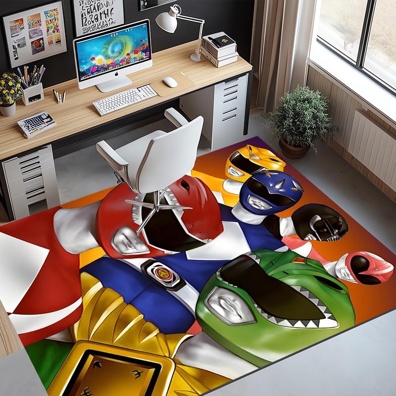 Mighty Morphin Power Rangers Pattern Rug, Indoor/Outdoor Mat, for Picnic, Gameroom, Bedroom, Office, Living Room, Home Decor Carpet, Birthday Gift