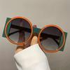 Summer Must Haves, Color Block Round Fashion Glasses, Unisex Fashion Accessory with Minimalist Retro Design,for Beach, Vacation, Travel and Cruise