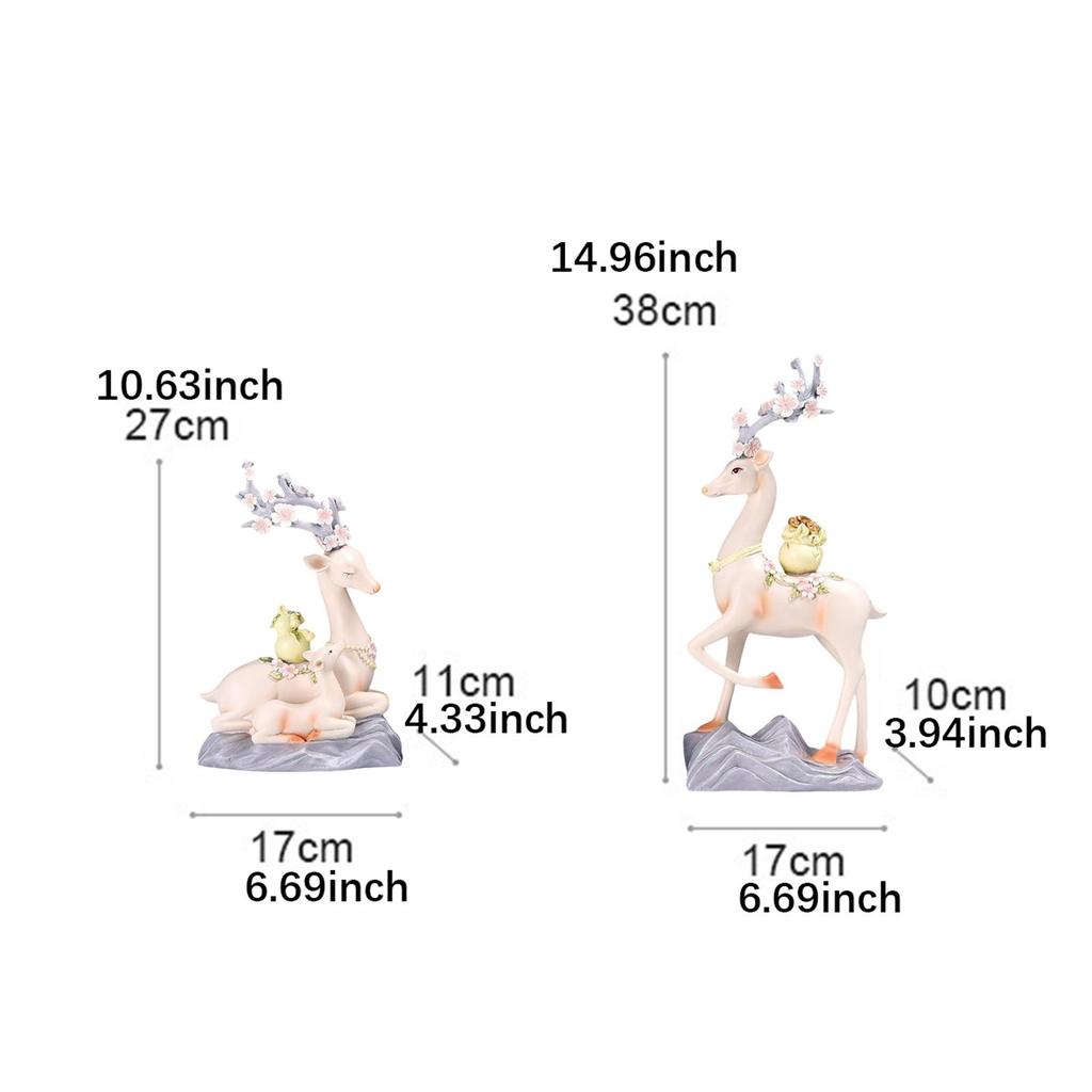 2 Stück Elch Statuen Figuren Familie Hochzeit Valentinstag Heimdeko Ornament Festival Geschenk Schlafzimmer Bücherregal Fengshui Ornament