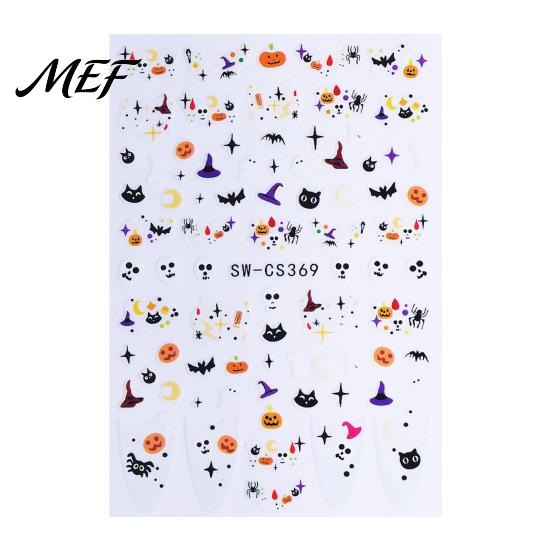 Halloween Manicure Accessories Nail Art Stickers, Cartoon Pumpkin Ghost Bat Decals for Stickers Decorations, Self-Adhesive Holiday Women