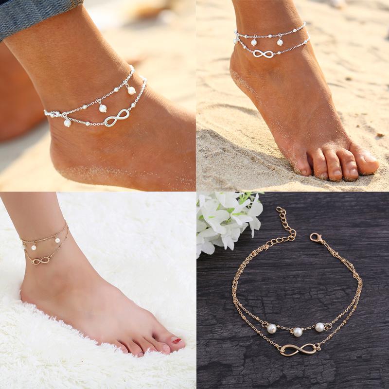 Women Sexy Double Chain Bracelet Ankle Anklet Barefoot Sandal Beach Foot Jewelry